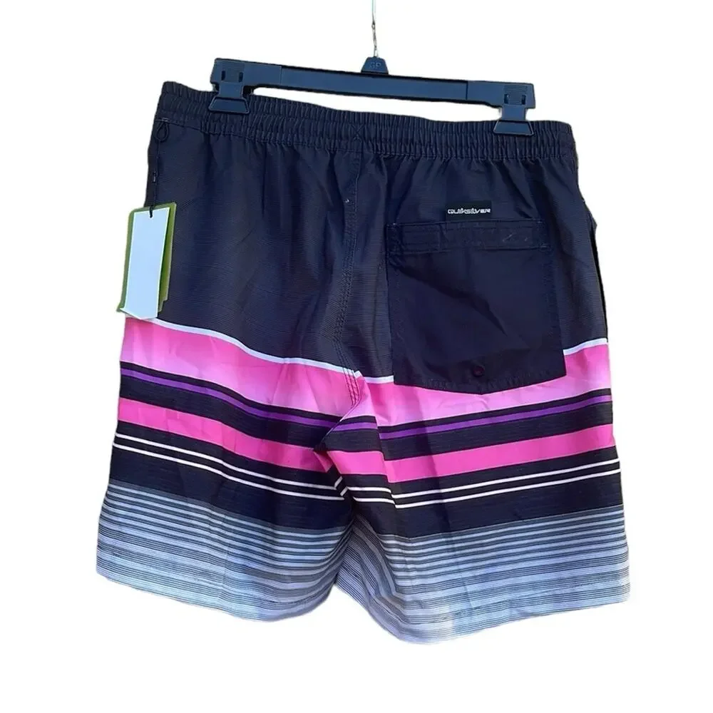 Quiksilver pink & black swim trunks size medium (31) NEW - Picture 2 of 10